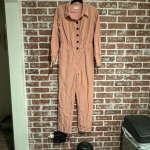 Lovers Friends Karina Linen Blend Utility Jumpsuit Pink XS GUC
